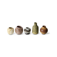 70s Ceramics Small Vases Set – Pursuit by HKLIVING (Set of 5, Retro Stoneware)