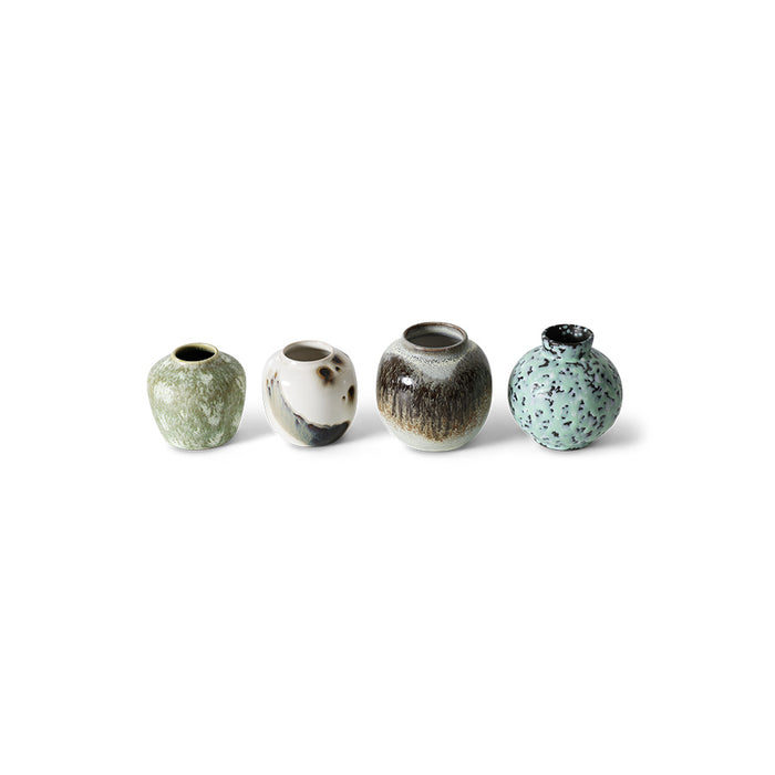 70s Ceramics Small Vases Set – Canyon by HKLIVING (Set of 4, Retro Stoneware)