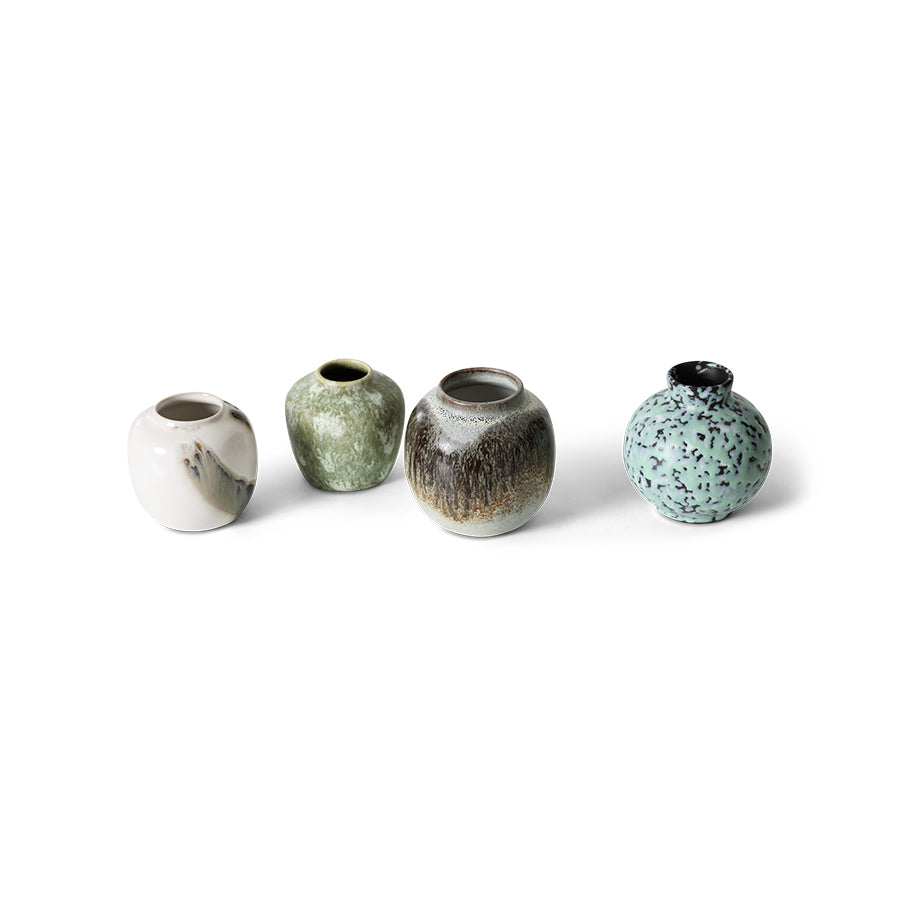 70s Ceramics Small Vases Set – Canyon by HKLIVING (Set of 4, Retro Stoneware)