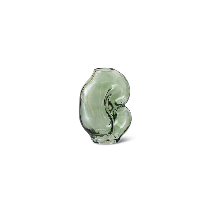 Gleam Glass Small Vase – Olive Green by HKLIVING (Organic Shape, Hand-Finished)