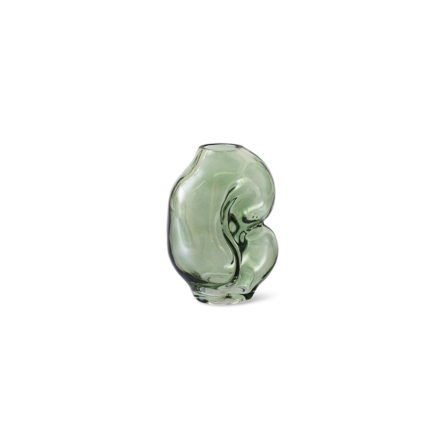 Gleam Glass Small Vase – Olive Green by HKLIVING (Organic Shape, Hand-Finished)