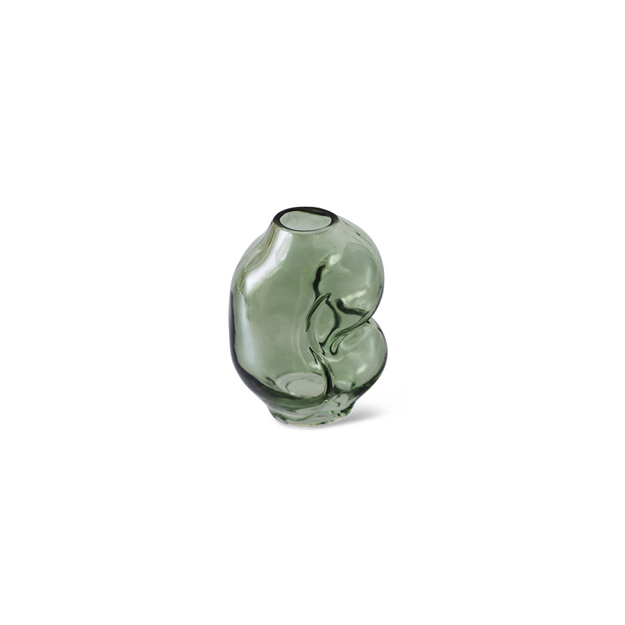Gleam Glass Small Vase – Olive Green by HKLIVING (Organic Shape, Hand-Finished)
