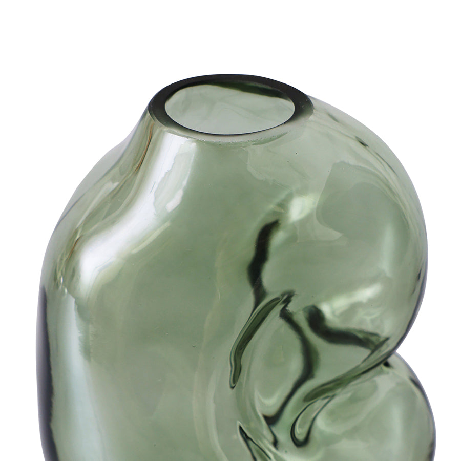 Gleam Glass Small Vase – Olive Green by HKLIVING (Organic Shape, Hand-Finished)
