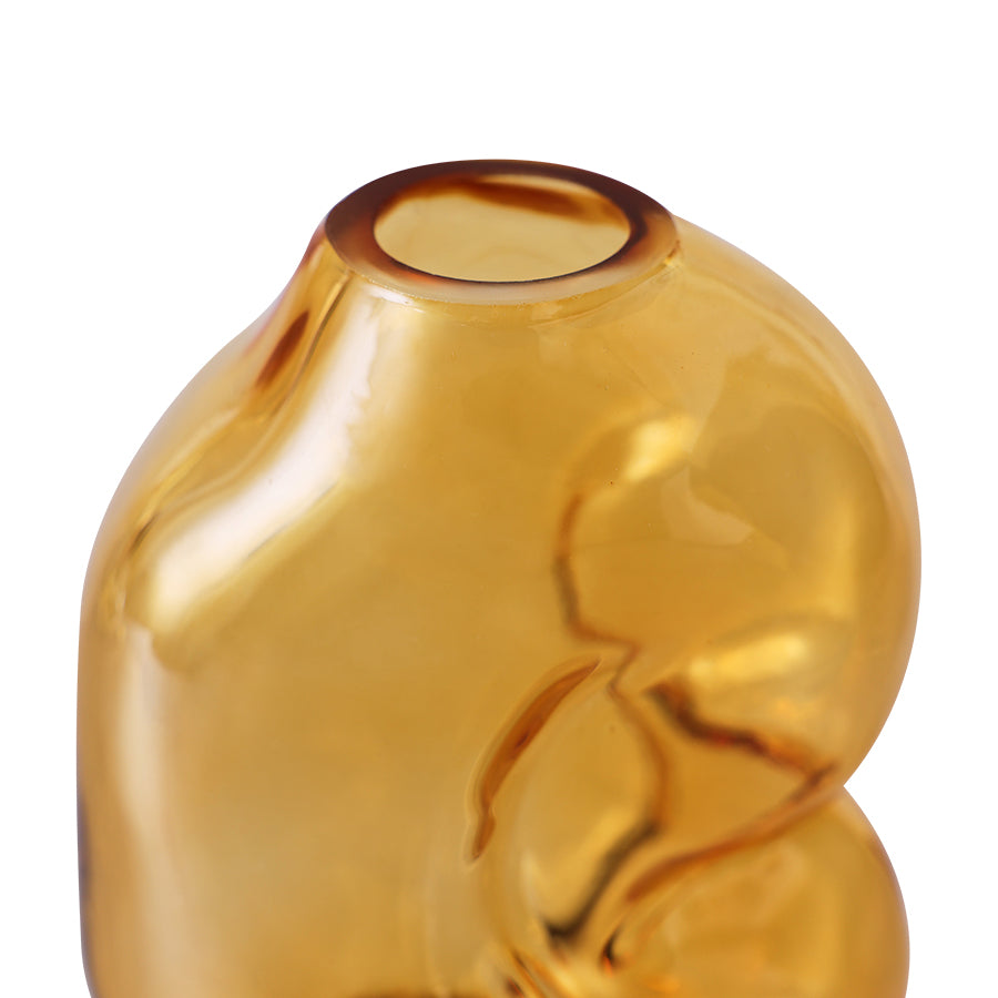 Gleam Glass Small Vase – Amber – Organic Modern Glass Vase by HKLIVING
