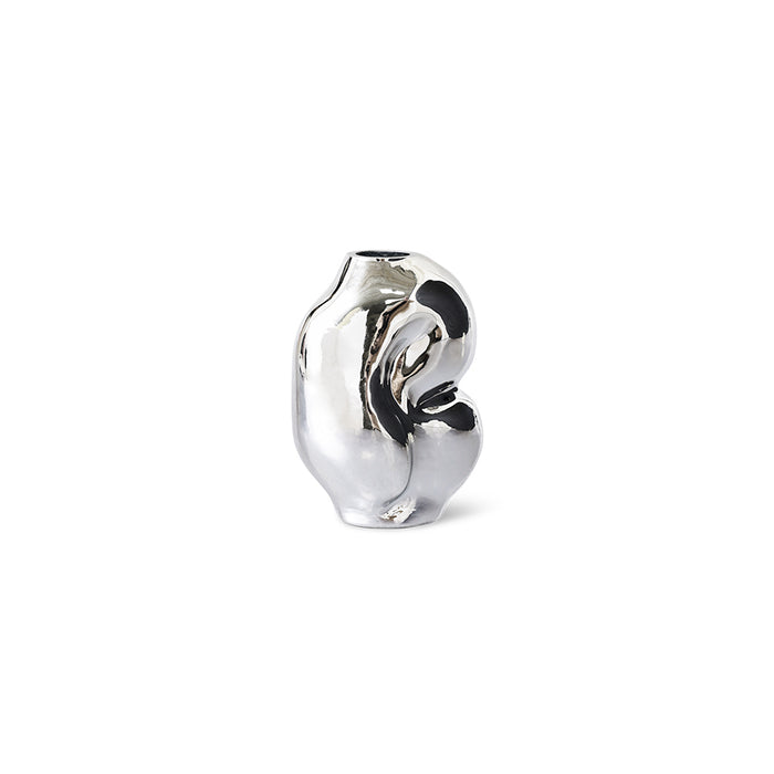 Gleam Glass Small Vase – Chrome – Modern Reflective Glass Vase by HKLIVING
