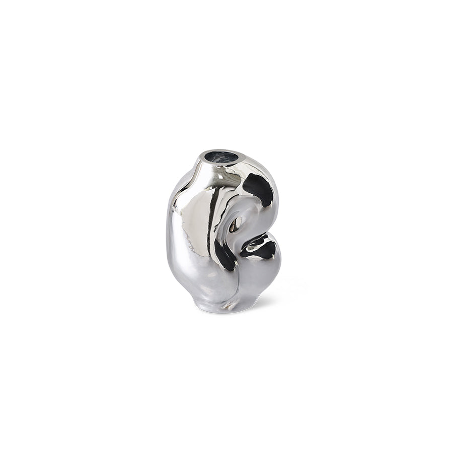 Gleam Glass Small Vase – Chrome – Modern Reflective Glass Vase by HKLIVING