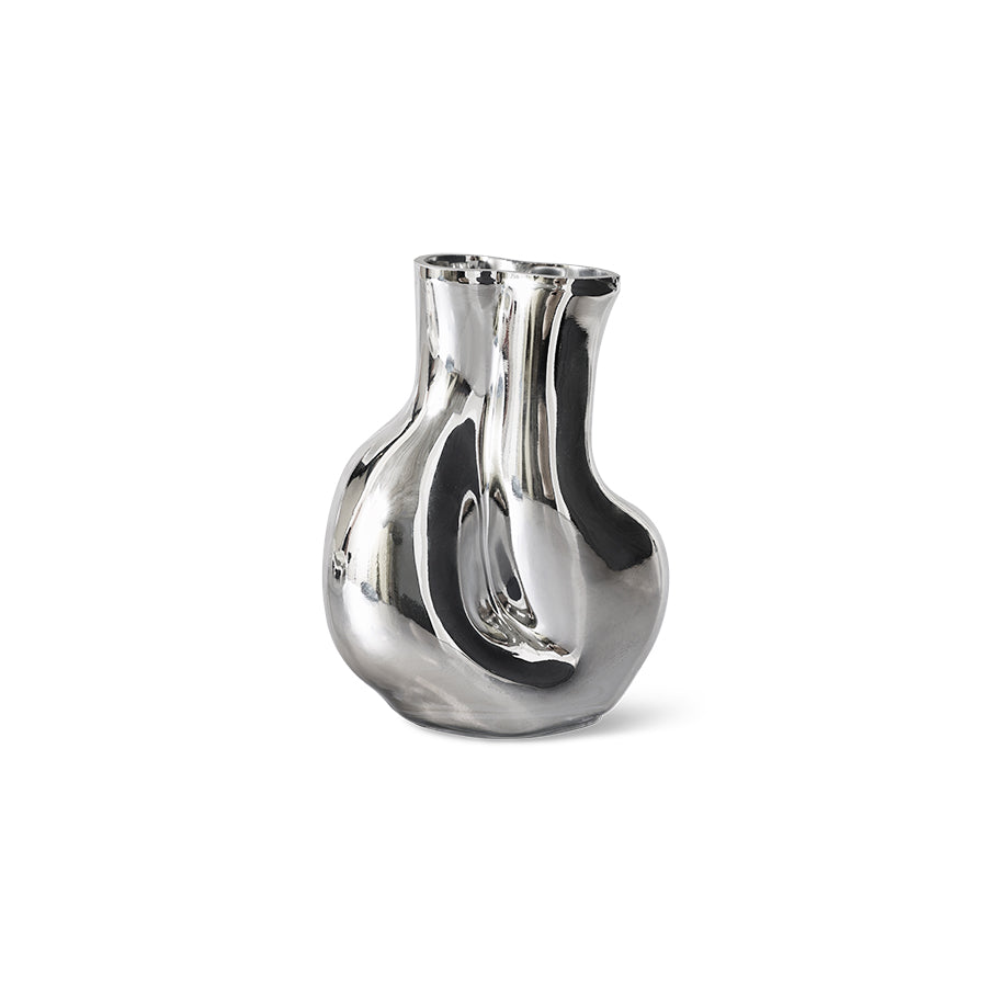 Gleam Glass Vase – Chrome – Modern Reflective Vase by HKLIVING