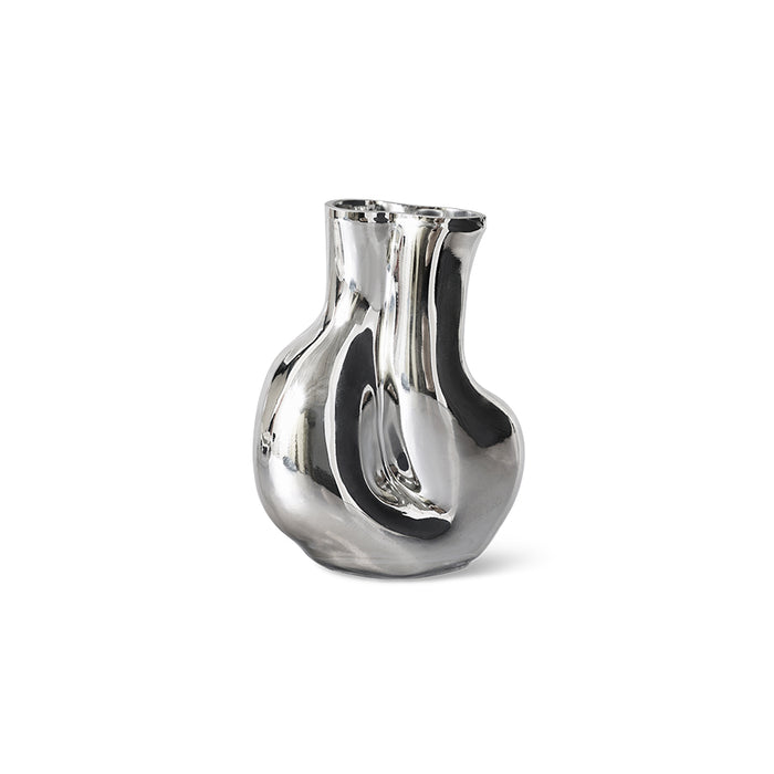 Gleam Glass Vase – Chrome – Modern Reflective Vase by HKLIVING