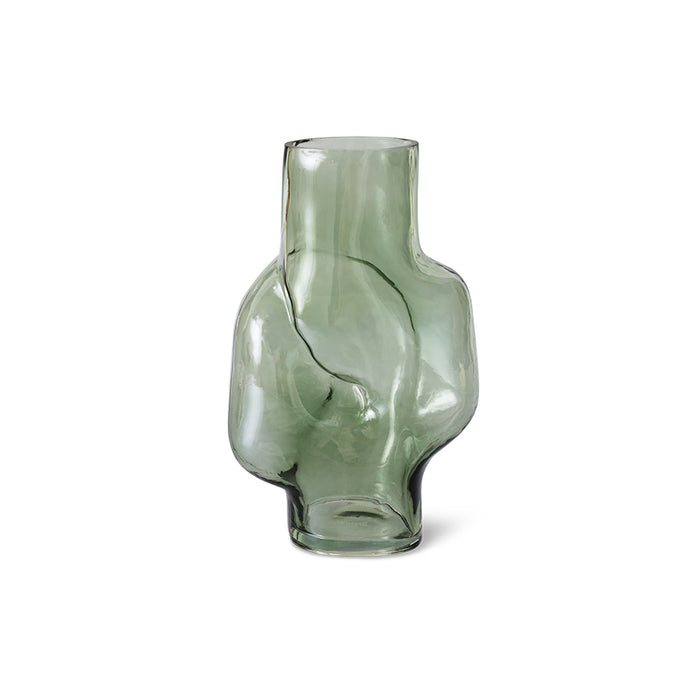 Gleam Glass High Vase – Olive – Tall Organic Glass Vase from HKLIVING
