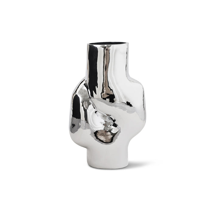 Gleam Glass High Vase – Chrome – Tall Reflective Glass Vase from HKLIVING