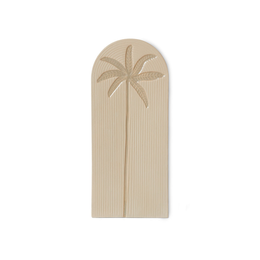 Palm, Stoneware Wall Tile, Wall Art, Cream Wall Decor from HKLIVING