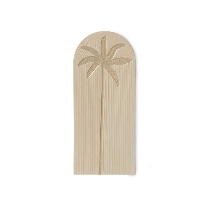 Palm, Stoneware Wall Tile, Wall Art, Cream Wall Decor from HKLIVING