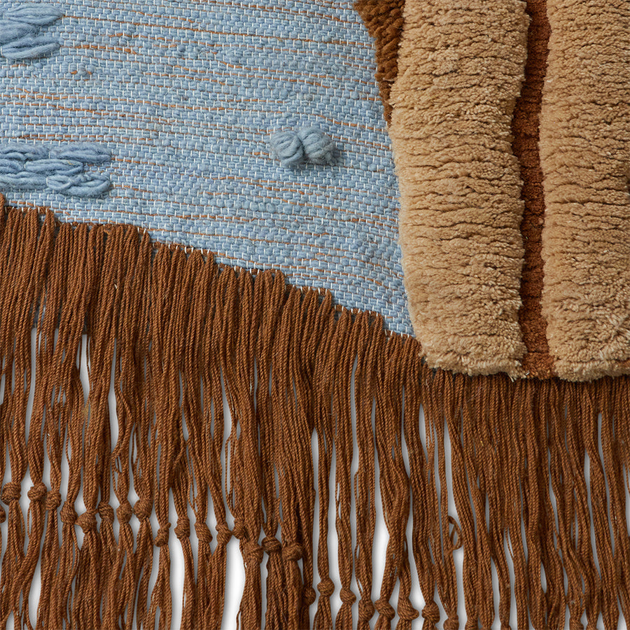 Wall Rug, Ocean Blue, Blue Brown, Wall Art by HKLIVING