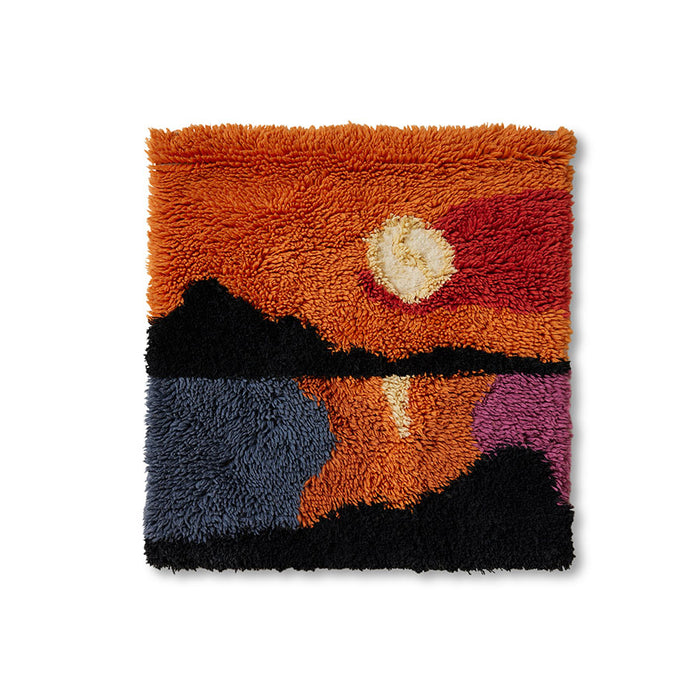 Wall Rug, Sundown, Red Orange Black Blue, Wall Art by HKLIVING