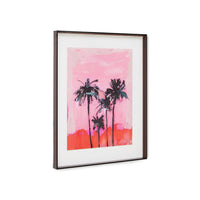 Acrylic Frame Brown, Palms on Pink Sunset Art by HKLIVING 40x50cm
