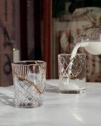 Seletti Kintsugi Water Glass - Artisan Glass with 24K Gold Detailing (Multiple Designs)