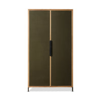 Pioneer Canvas Cupboard - Green Wooden Storage Cabinet with Canvas Doors by HKLIVING