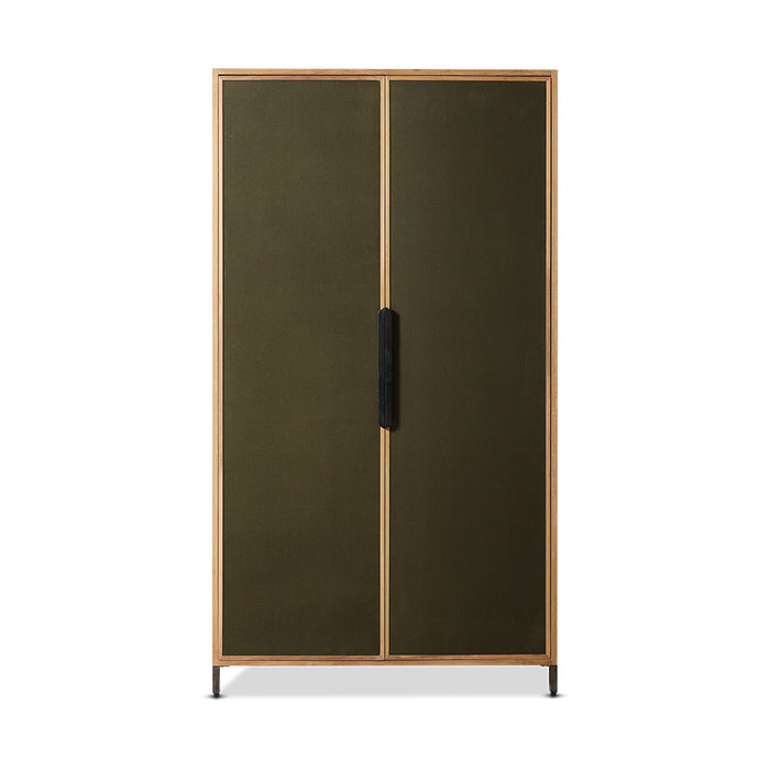 Pioneer Canvas Cupboard - Green Wooden Storage Cabinet with Canvas Doors by HKLIVING