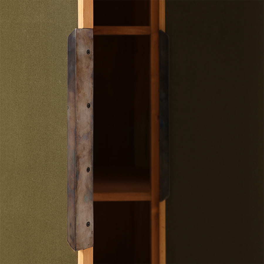 Pioneer Canvas Cupboard - Green Wooden Storage Cabinet with Canvas Doors by HKLIVING