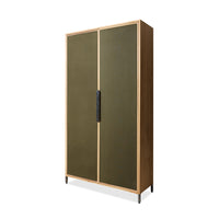 Pioneer Canvas Cupboard - Green Wooden Storage Cabinet with Canvas Doors by HKLIVING