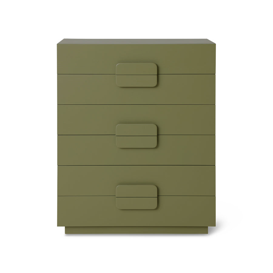 Spacious Drawer Cabinet - Army Green Wooden Storage Unit by HKLIVING