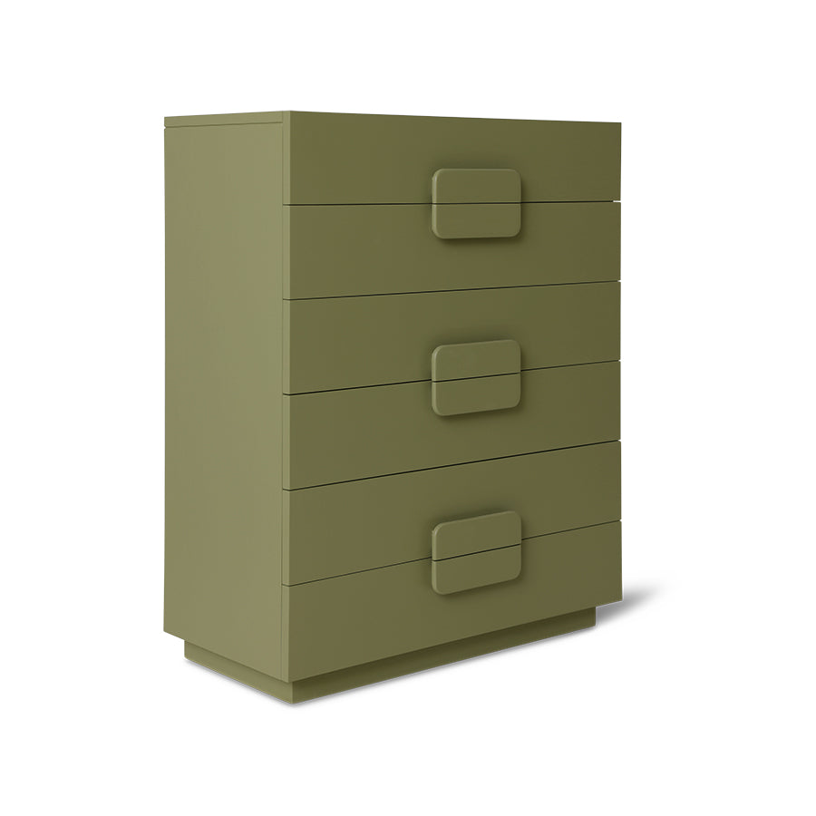 Spacious Drawer Cabinet - Army Green Wooden Storage Unit by HKLIVING
