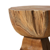 Solid Teak Stool - Arched Wooden Stool Minimalist Accent Seating by hkkliving