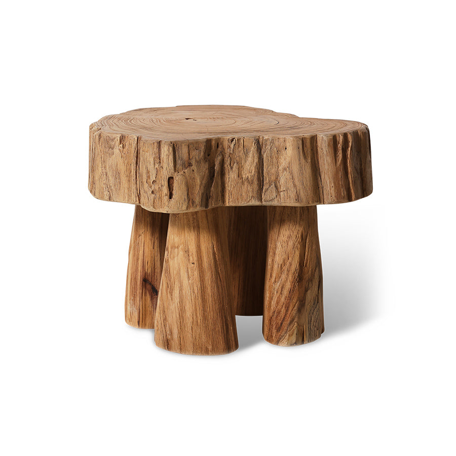 Log Wooden Stool - Solid Teak Rustic Accent Seating by HKLIVING
