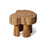 Log Wooden Stool - Solid Teak Rustic Accent Seating by HKLIVING