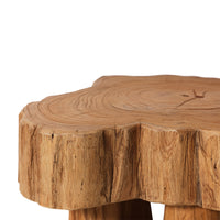 Log Wooden Stool - Solid Teak Rustic Accent Seating by HKLIVING