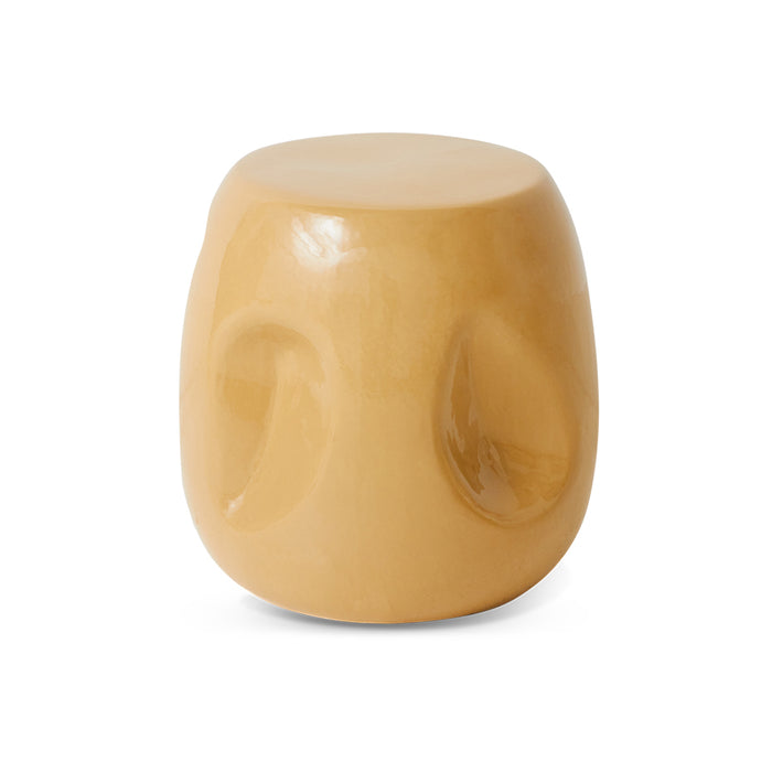 Mustard Ceramic Side Table, Sand, Currents by HKLIVING