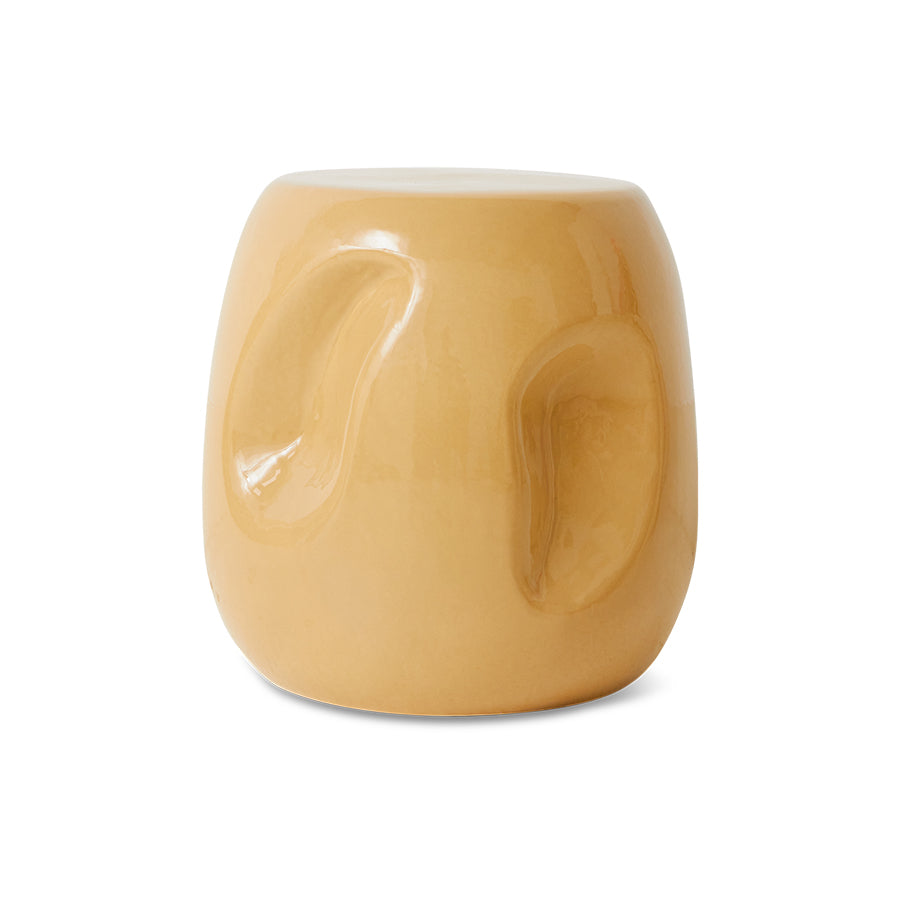 Mustard Ceramic Side Table, Sand, Currents by HKLIVING