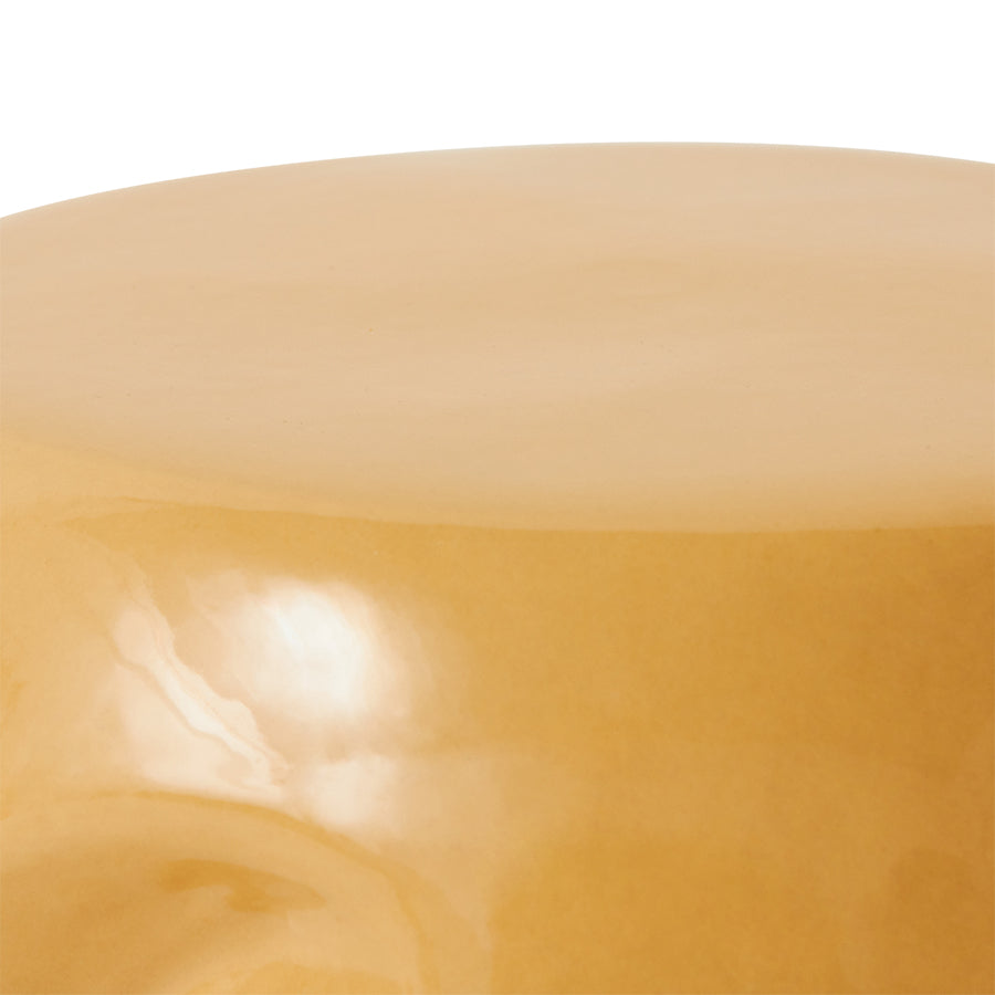 Mustard Ceramic Side Table, Sand, Currents by HKLIVING