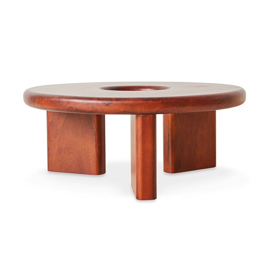 Circular Conversation Coffee Table in Deep Mango Wood 85cm by HKLIVING