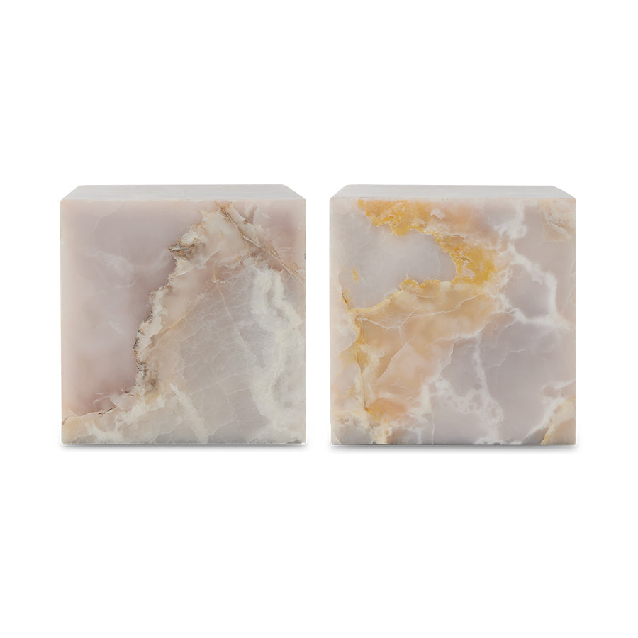 Marble Block Table, Pink Onyx by HKLIVING