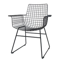 Metal Wire Chair with Arms by HKLIVING Available in Silver, Brass, and Black