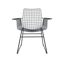 Metal Wire Chair with Arms by HKLIVING Available in Silver, Brass, and Black