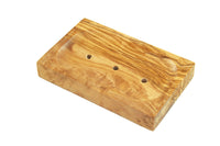 Handmade olive wood small square soap dish with drainage holes