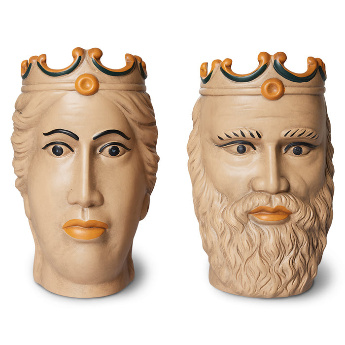 Hand-painted stoneware Sicilian heads – male and female set