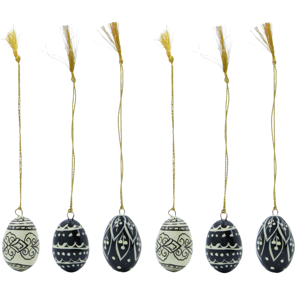 Full set of 6 black and off-white Easter decorations by House Doctor