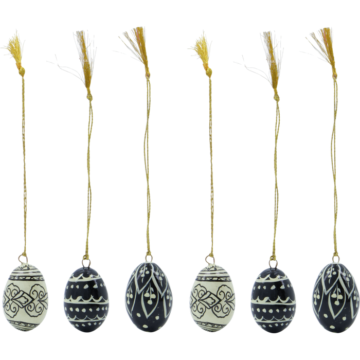 Full set of 6 black and off-white Easter decorations by House Doctor