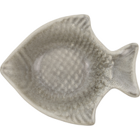 Grey stoneware serving bowl in fish shape by House Doctor