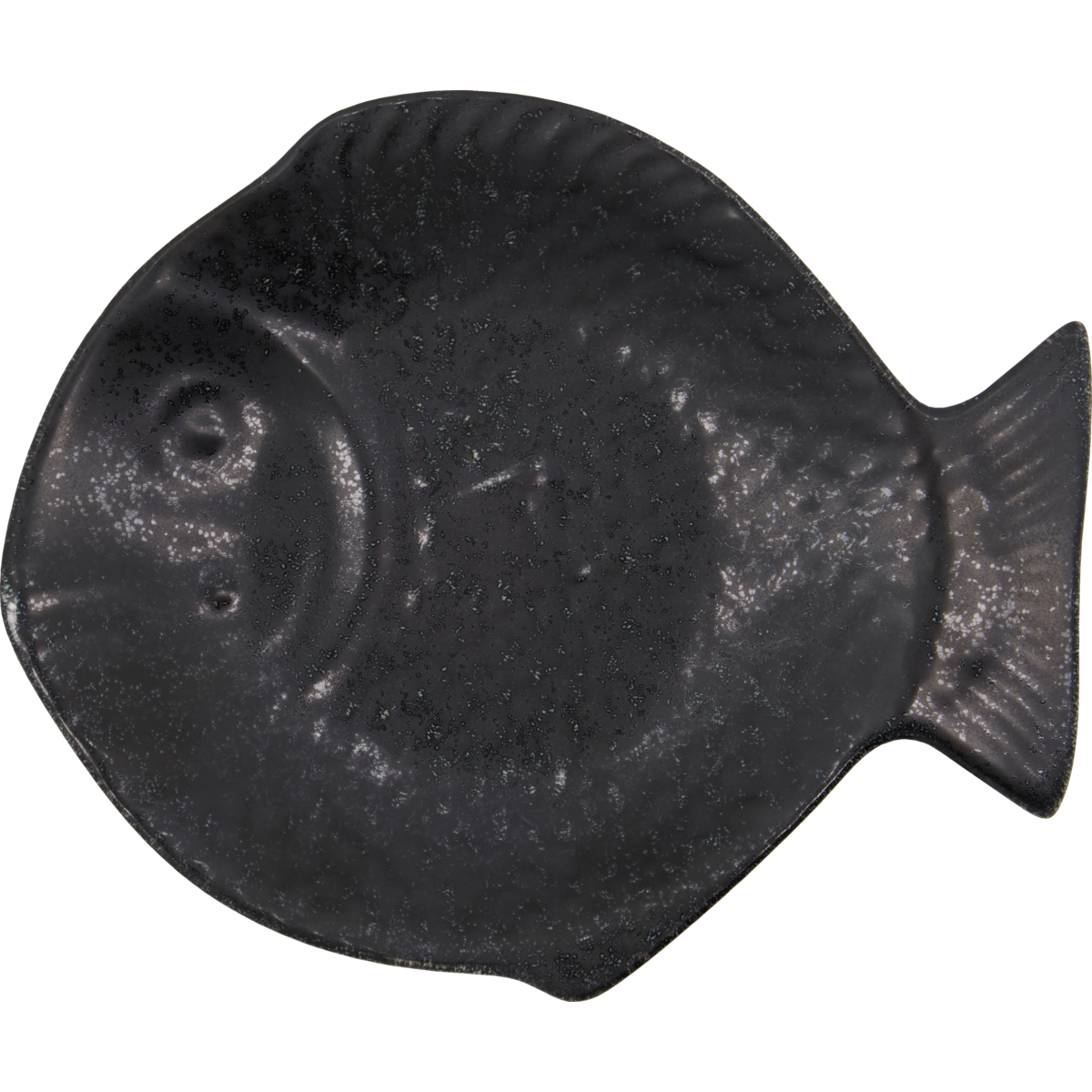 House Doctor Kala black fish-shaped ceramic serving dish