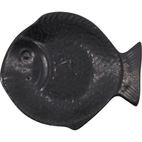 House Doctor Kala black fish-shaped ceramic serving dish