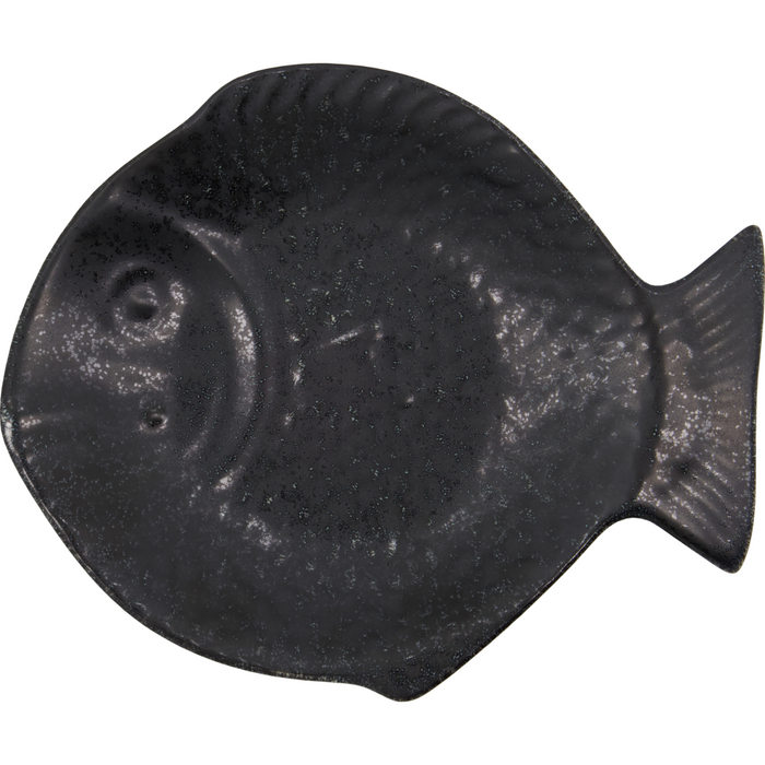 House Doctor Kala black fish-shaped ceramic serving dish