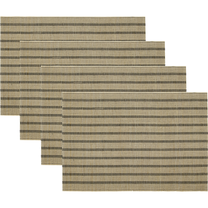 Stacked view of placemats highlighting striped graphic design