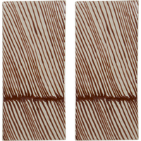 Set of two ceramic serving boards with hand-painted brown stripes by House Doctor