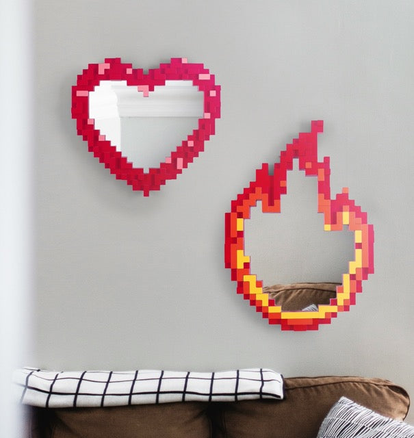 Seletti Pixel Mirror - Heart | Retro Arcade-Inspired Wall Mirror