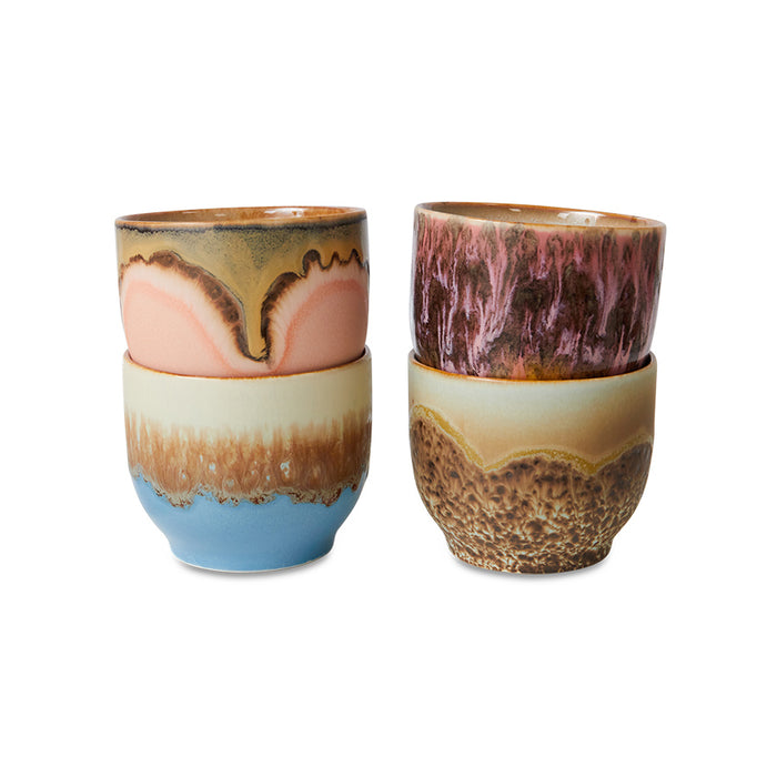 HKLIVING Cafe Cups, Lagoon Set or Individual, 70s Ceramics