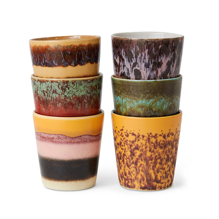 Coffee Mugs, Set of 6, Valley, 70s Ceramics by HKLIVING